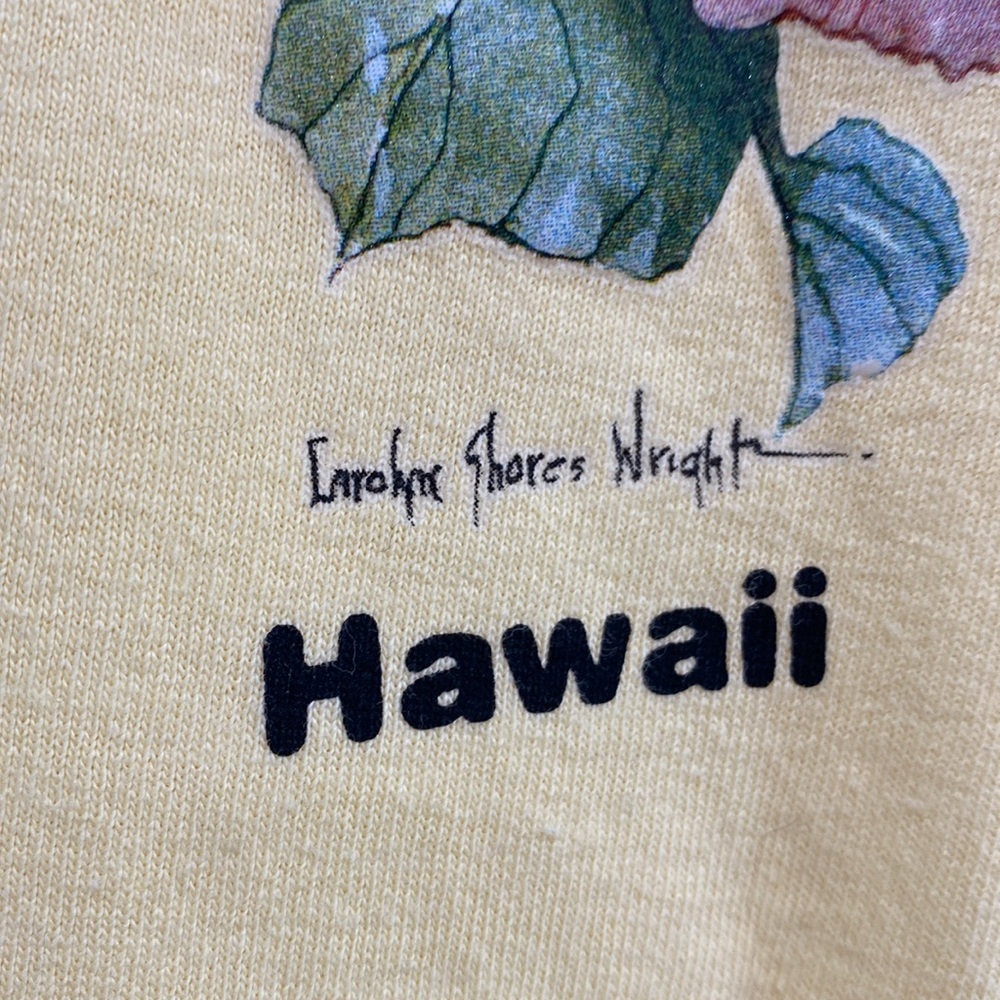 VTG Anvil Air Waves Yellow Bird Flower Graphic Print Cotton Coastal T-Shirt L - Picture 6 of 10